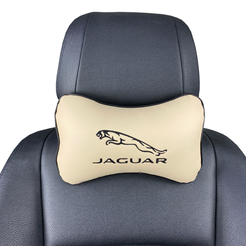 Подушки под шею Подушка под шею бежевая с вышивкой Jaguar