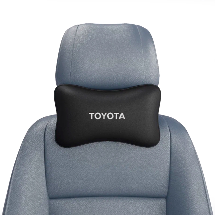 Подушки под шею Подушка под шею черная с вышивкой Toyota text (Серая)